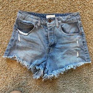 tgla denim jean shorts button fly raw hem size 27